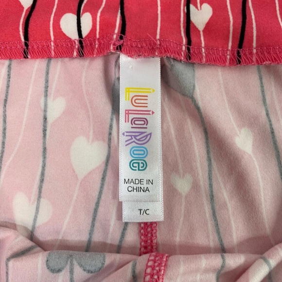 LuLaroe Leggings (T&C) NWOT 3 pr bundle pink hearts scissor red hearts fit 12-18 - Picture 10 of 16